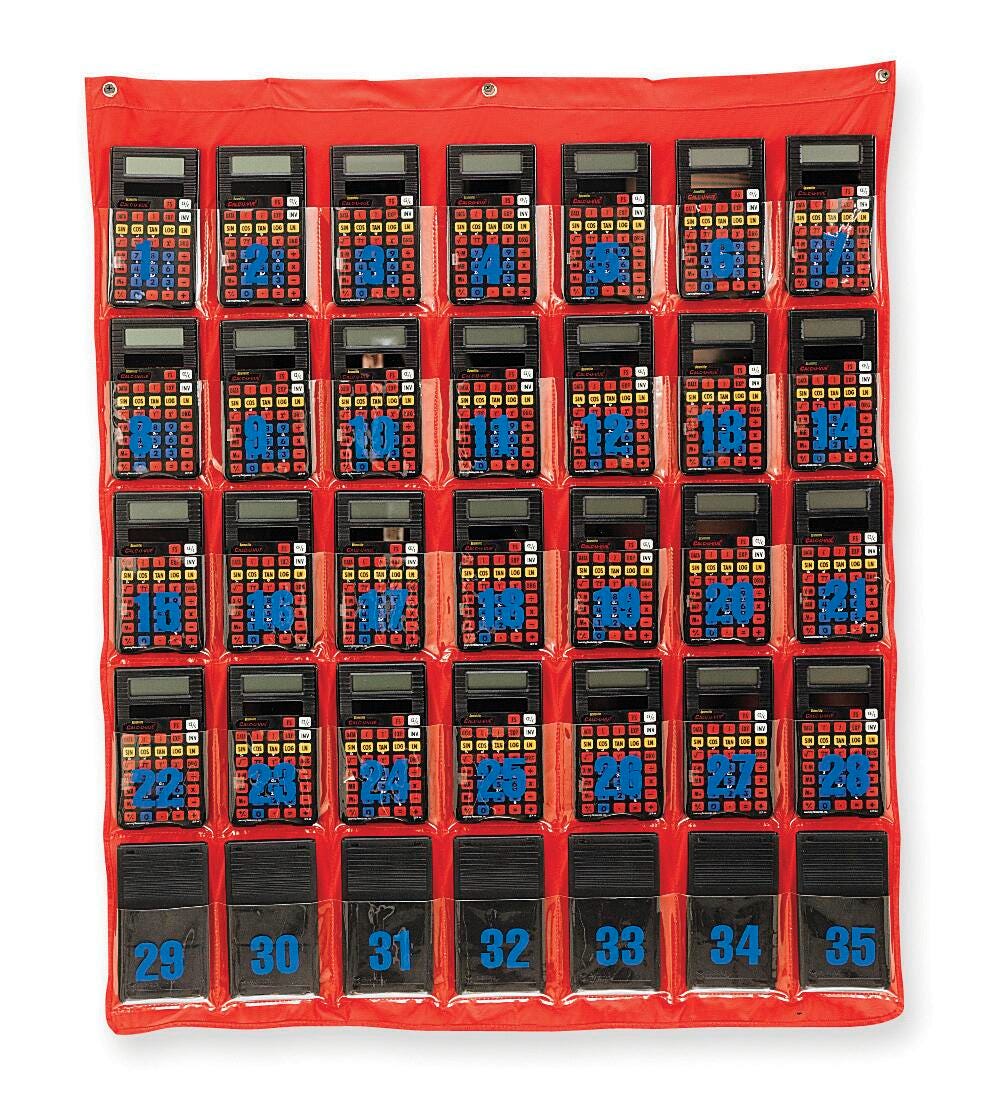 Learning Resources Calculator Storage Pocket Chart, 28-1/2 x 33-1/2 Inches, Red 221997